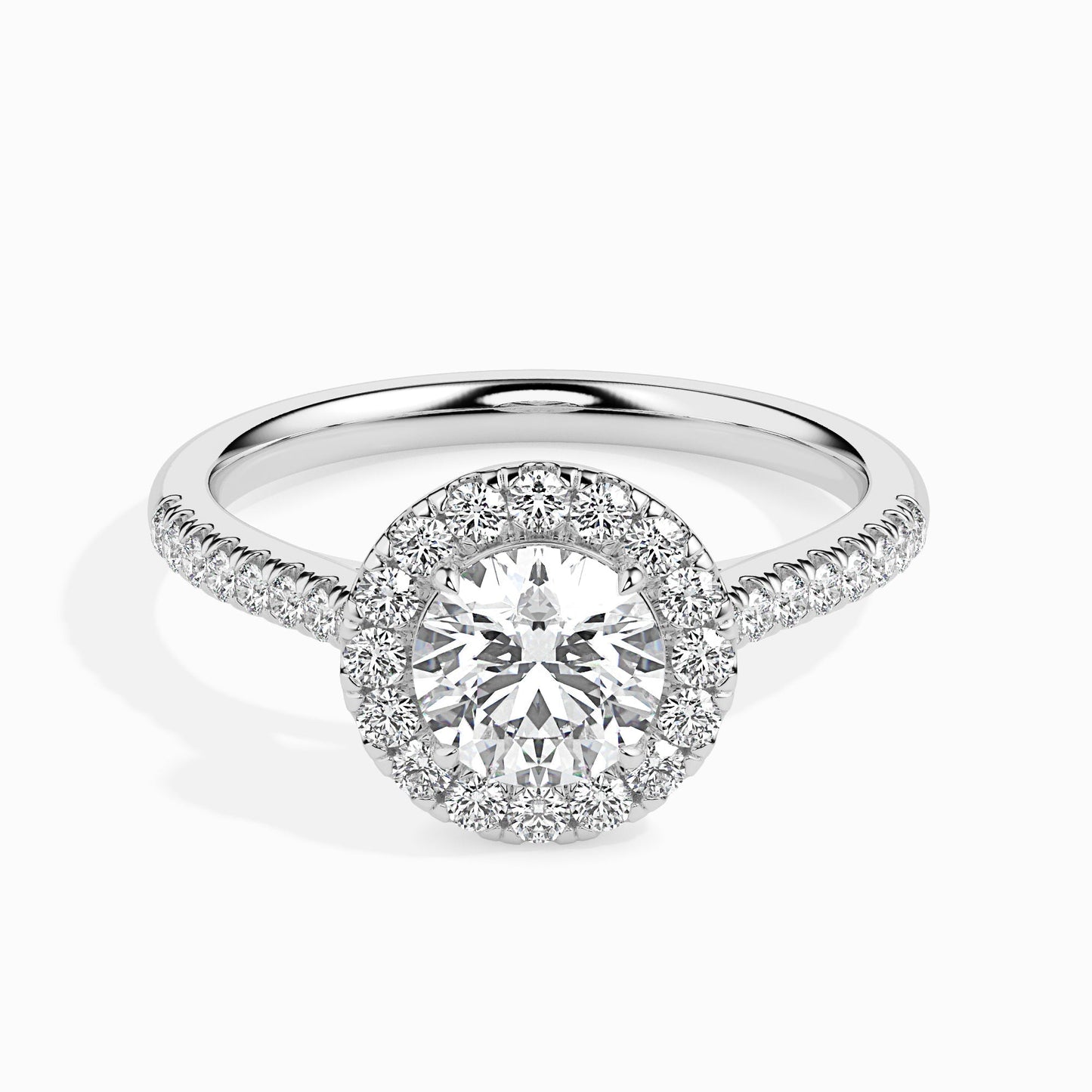 1ct Round F- VS Diamond Halo & Pave Engagement Ring