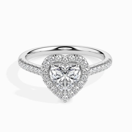 1ct Heart F- VS Diamond Halo & Pave Engagement Ring