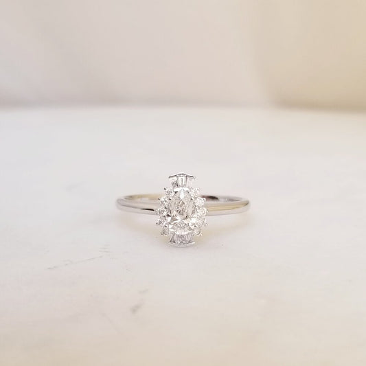 0.40 CT Pear Cluster CVD G/VS2 Diamond Engagement Ring