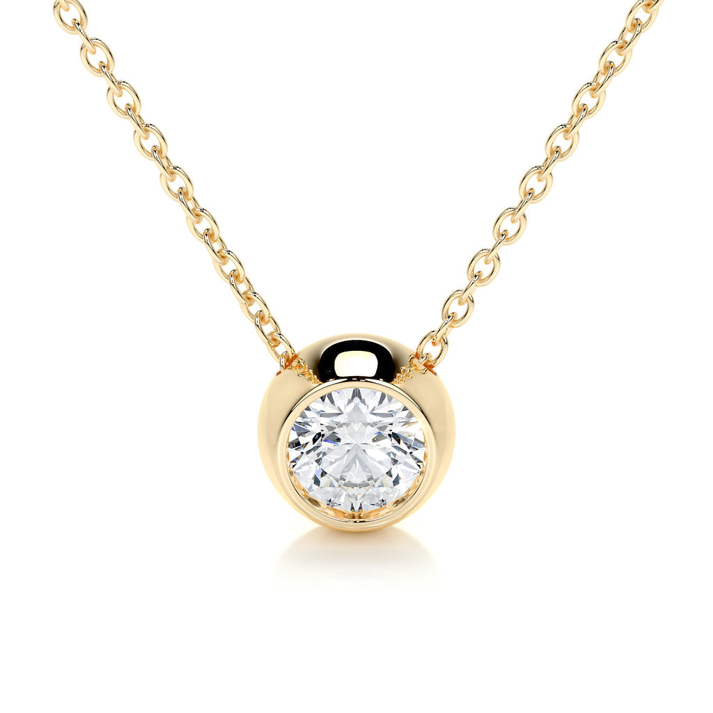 1.0 CT Round Bezel Solitaire CVD F/VS Diamond Necklace