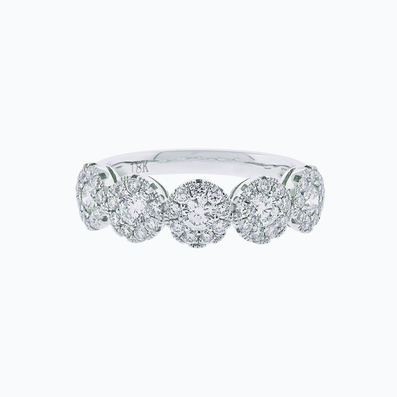 0.93 CT Round Halo Style CVD EF/VS1 Diamond Wedding Band