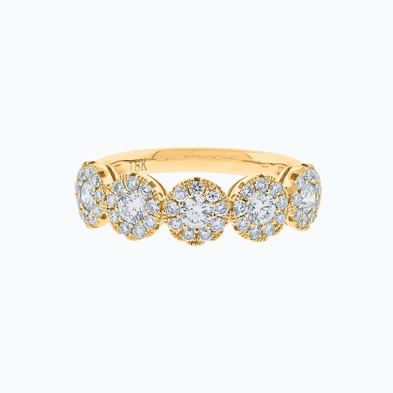 0.93 CT Round Halo Style CVD EF/VS1 Diamond Wedding Band