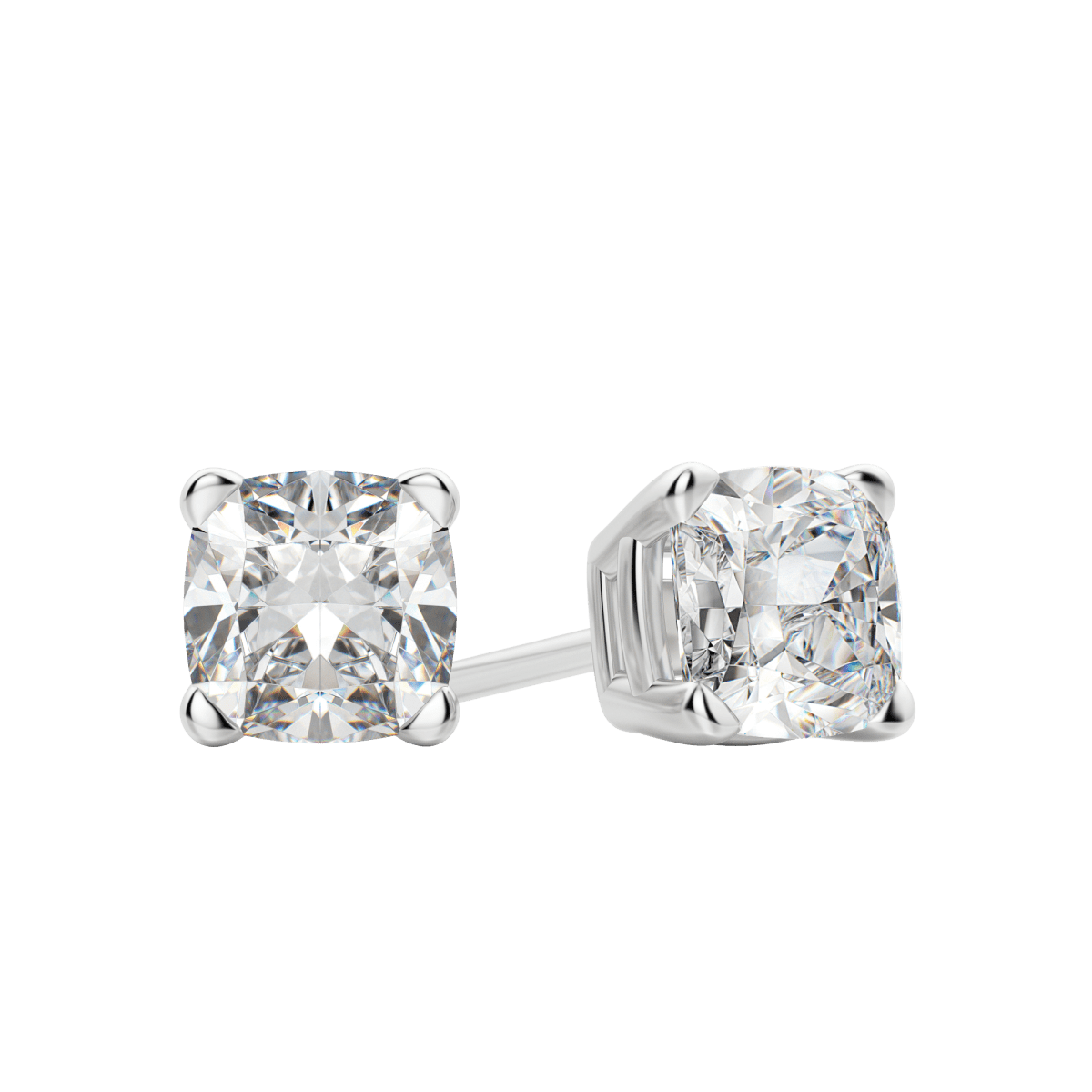 0.50 CT-2.0 CT Cushion Solitaire CVD F/VS Diamond Earrings