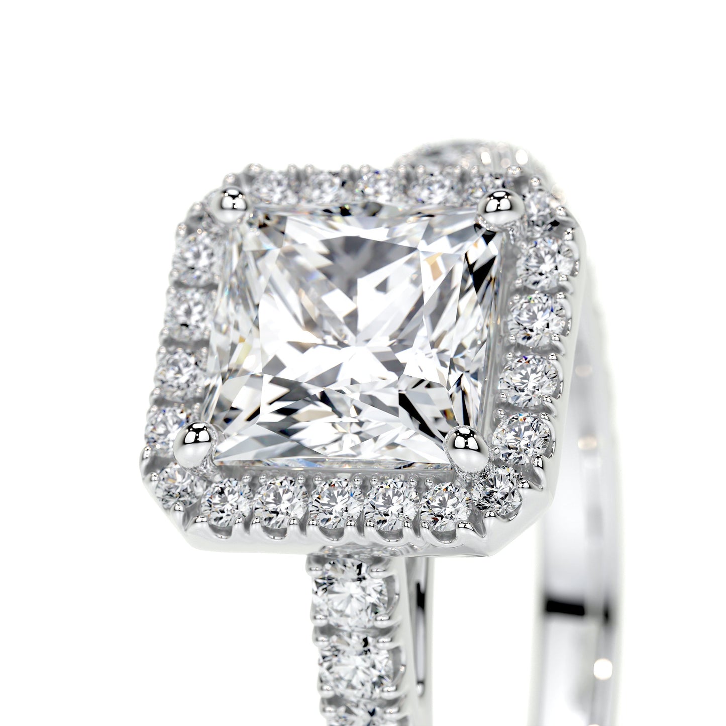 1.20 CT Princess Halo CVD E/VS2 Diamond Engagement Ring