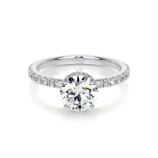 1.0 CT Round Hidden Halo CVD D/VS2 Diamond Engagement Ring