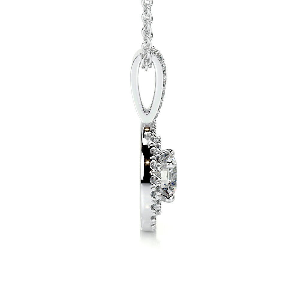 0.50 CT Round Double Halo CVD F/VS Diamond Necklace