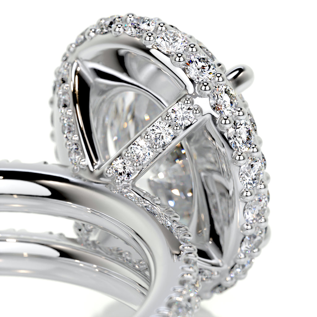 2.0 CT Oval Halo CVD F/VS Diamond Bridal Set