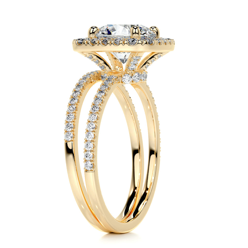 2.0 CT Round Halo CVD F/VS Diamond Bridal Set