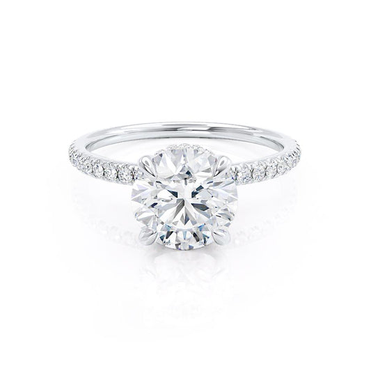 1.0 CT Round Hidden Halo CVD E/VVS2 Diamond Engagement Ring