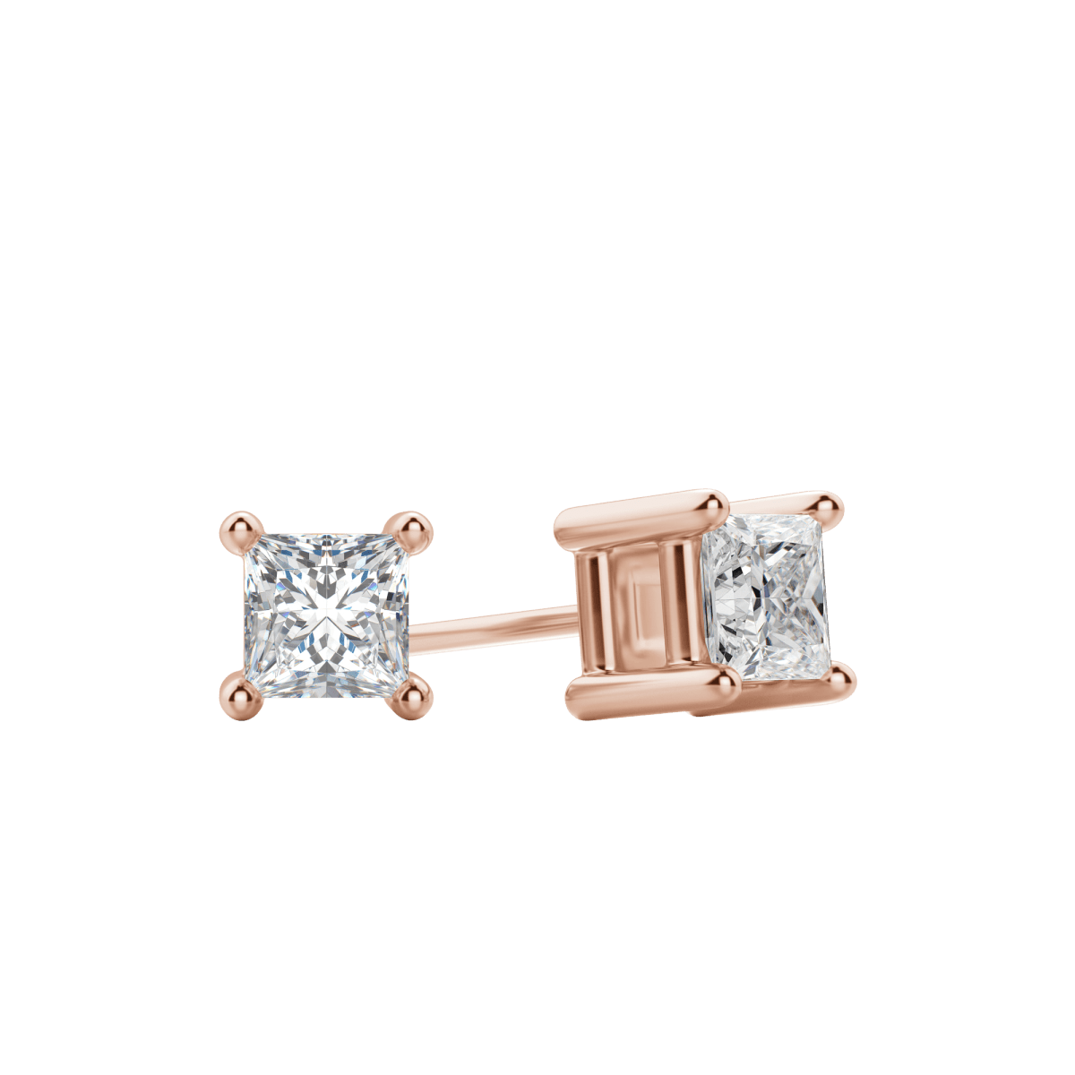 0.50 CT-2.0 CT Princess Solitaire CVD F/VS Diamond Earrings