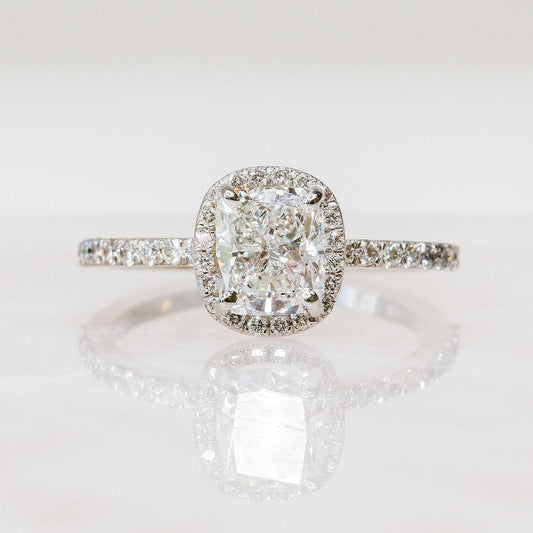 1.21 CT Cushion Halo E/VS1 Diamond Engagement Ring