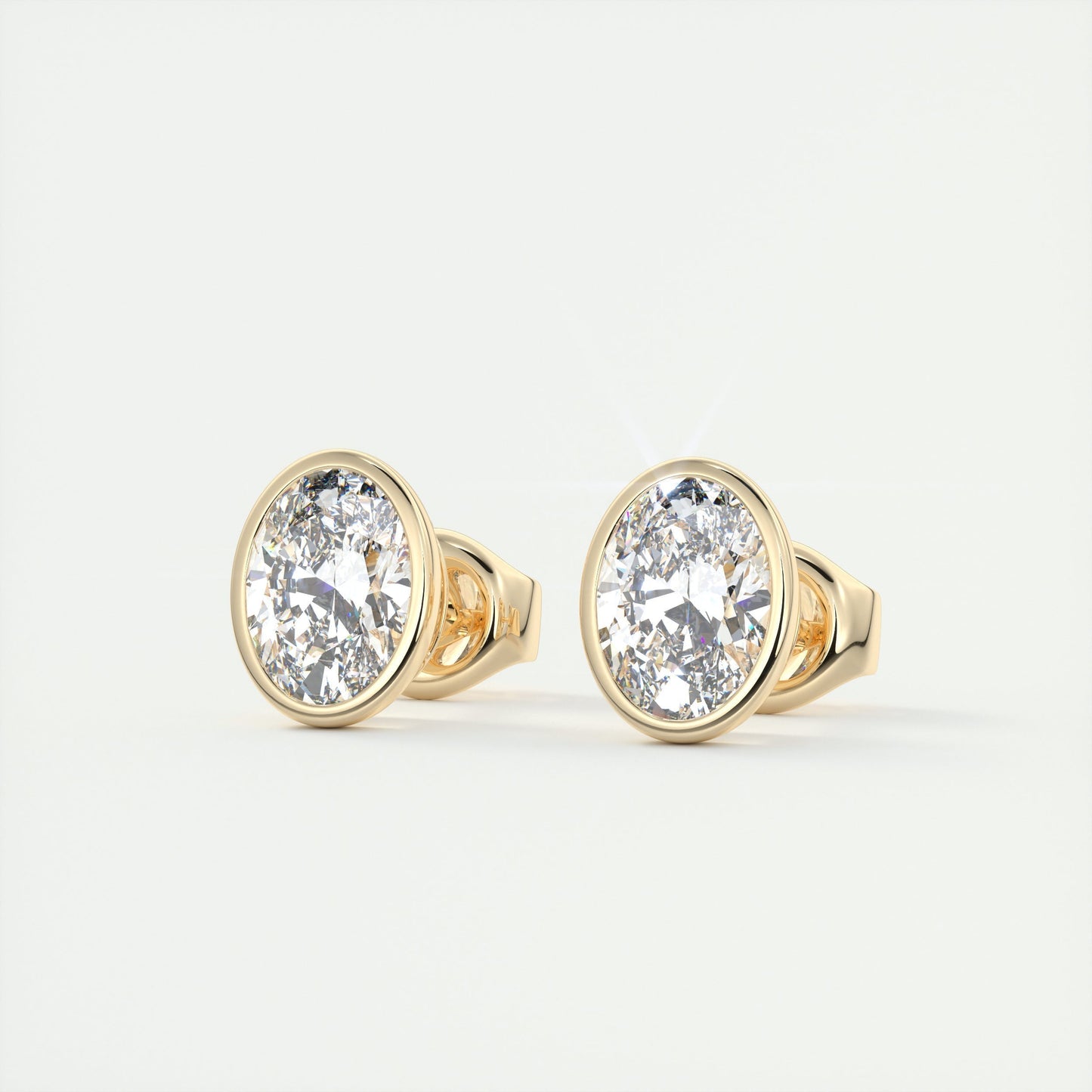 1.0 CT Oval Bezel Solitaire CVD F/VS Diamond Earrings